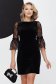 Velvet Black Dress with a Straight Cut and Ruffle Sleeve - Fofy 1 - StarShinerS.com