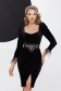 Black Velvet Pencil Dress with Bead and Sequin Appliqué - Fofy 1 - StarShinerS.com