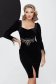 Black Velvet Pencil Dress with Bead and Sequin Appliqué - Fofy 3 - StarShinerS.com