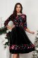 Velvet Black Midi Flared Dress with Embroidered Details - StarShinerS 1 - StarShinerS.com