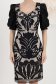 Rochie din stofa elastica cu suprapunere de dantela neagra tip creion cu maneci bufante - StarShinerS 4 - StarShinerS.ro