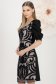 Rochie din stofa elastica cu suprapunere de dantela neagra tip creion cu maneci bufante - StarShinerS 2 - StarShinerS.ro