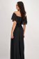 Black long chiffon dress with glitter inserts, flared with a slit on the leg - Artista 6 - StarShinerS.com