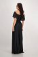 Black long chiffon dress with glitter inserts, flared with a slit on the leg - Artista 2 - StarShinerS.com