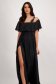 Black long chiffon dress with glitter inserts, flared with a slit on the leg - Artista 5 - StarShinerS.com