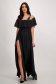 Black long chiffon dress with glitter inserts, flared with a slit on the leg - Artista 1 - StarShinerS.com