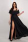 Black long chiffon dress with glitter inserts, flared with a slit on the leg - Artista 3 - StarShinerS.com