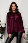 Velvet women's blouse with asymmetrical purple glitter applications, loose fit and scarf-type collar - StarShinerS 1 - StarShinerS.com