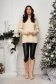 Beige cable knit sweater with loose fit and rounded neckline - SunShine 6 - StarShinerS.com