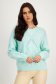 Knitted mint sweater with loose fit and rounded neckline with embossed pattern - SunShine 6 - StarShinerS.com