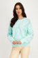 Knitted mint sweater with loose fit and rounded neckline with embossed pattern - SunShine 1 - StarShinerS.com