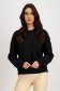 Black knitted sweater with a loose fit and rounded neckline with embossed pattern - SunShine 1 - StarShinerS.com
