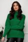 Pulover din tricot reiat verde cu croi larg si guler inalt - SunShine 7 - StarShinerS.ro