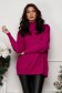 Knitted Pink Cable Stitch Sweater with Loose Fit and High Collar - SunShine 1 - StarShinerS.com
