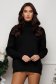 Black ribbed knit sweater with loose fit and high collar - SunShine 1 - StarShinerS.com