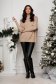 Knit Sweater in Nude Cable Stitch with Loose Fit and High Collar - SunShine 6 - StarShinerS.com