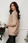 Knit Sweater in Nude Cable Stitch with Loose Fit and High Collar - SunShine 2 - StarShinerS.com