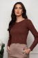Brown Fitted Knit Sweater with Stud Appliqués on Shoulders - SunShine 1 - StarShinerS.com