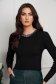 Black fitted knit sweater with stone embellishments along the neckline - SunShine 3 - StarShinerS.com
