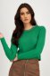 Green Fitted Knit Sweater with Stone Embellishments along the Neckline - SunShine 6 - StarShinerS.com