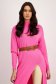 Pink Knit Midi Dress with Loose Fit, Side Slit, and High Neck - SunShine 5 - StarShinerS.com