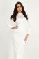 Knitted White Midi Pencil Dress with Lace Appliques and High Collar - SunShine 5 - StarShinerS.com