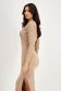 Knitted Nude Midi Pencil Dress with Lace Appliqués and High Collar - SunShine 5 - StarShinerS.com