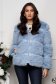 Light blue faux fur with a loose fit and side pockets with stud and stone embellishments 1 - StarShinerS.com