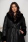 Black fur with a wide cut lined with side pockets accessorized with a cord 3 - StarShinerS.com