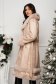 Beige fur with a wide cut lined with side pockets accessorized with a cord 5 - StarShinerS.com