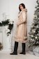 Beige fur with a wide cut lined with side pockets accessorized with a cord 2 - StarShinerS.com