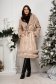 Beige fur with a wide cut lined with side pockets accessorized with a cord 1 - StarShinerS.com