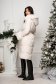 Quilted Ivory Jacket with a Straight Cut and Hood Trimmed with Removable Faux Fur Inserts - SunShine 5 - StarShinerS.com