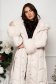 Quilted Ivory Jacket with a Straight Cut and Hood Trimmed with Removable Faux Fur Inserts - SunShine 3 - StarShinerS.com