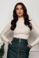 Knitted Cream Fitted Sweater with High Collar - SunShine 1 - StarShinerS.com