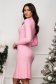 Light Pink Fine Knit Midi A-Line Dress with High Collar - SunShine 2 - StarShinerS.com