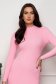 Rochie din tricot subtire si fin roz-deschis midi in clos cu guler inalt - SunShine 7 - StarShinerS.ro