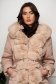 Beige synthetic fabric jacket with a straight cut and detachable faux fur inserts 6 - StarShinerS.com