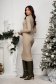 Beige Ribbed Knit Maxi Pencil Dress with High Neck - SunShine 5 - StarShinerS.com
