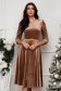 Velvet dress with glitter applications nude midi flared with belt accessory - StarShinerS 1 - StarShinerS.com