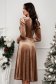 Velvet dress with glitter applications nude midi flared with belt accessory - StarShinerS 2 - StarShinerS.com