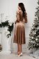 Velvet dress with glitter applications nude midi flared with belt accessory - StarShinerS 4 - StarShinerS.com
