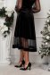 Black velvet midi flared skirt with elastic waistband and sequined lace trim - StarShinerS 4 - StarShinerS.com