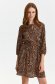 Brown dress thin fabric short cut cloche with elastic waist with 3/4 sleeves 1 - StarShinerS.com