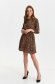 Brown dress thin fabric short cut cloche with elastic waist with 3/4 sleeves 2 - StarShinerS.com