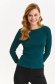 Bluza dama din material elastic reiat verde-inchis mulata cu decolteu rotunjit - Top Secret 1 - StarShinerS.ro