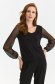 Black women`s blouse tented from elastic fabric with puffed sleeves with laced sleeves 1 - StarShinerS.com