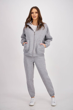 Grey cotton tracksuit with side pockets and waist drawstring - SunShine