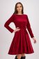 Velvet knee-length burgundy A-line dress with elastic waistband accessorized with drawstring - StarShinerS 1 - StarShinerS.com