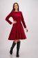 Velvet knee-length burgundy A-line dress with elastic waistband accessorized with drawstring - StarShinerS 3 - StarShinerS.com
